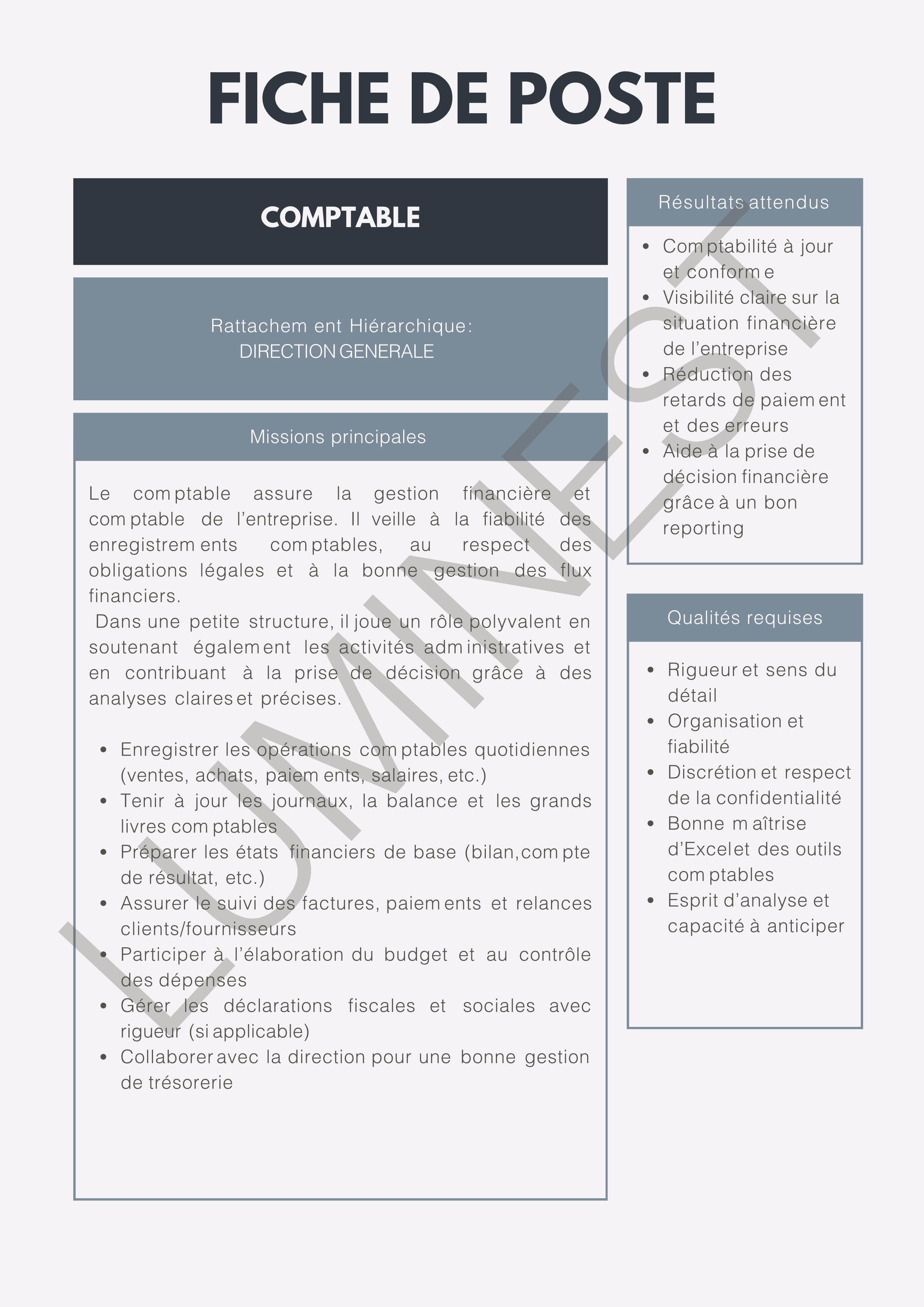 Fiche de Poste: Comptable